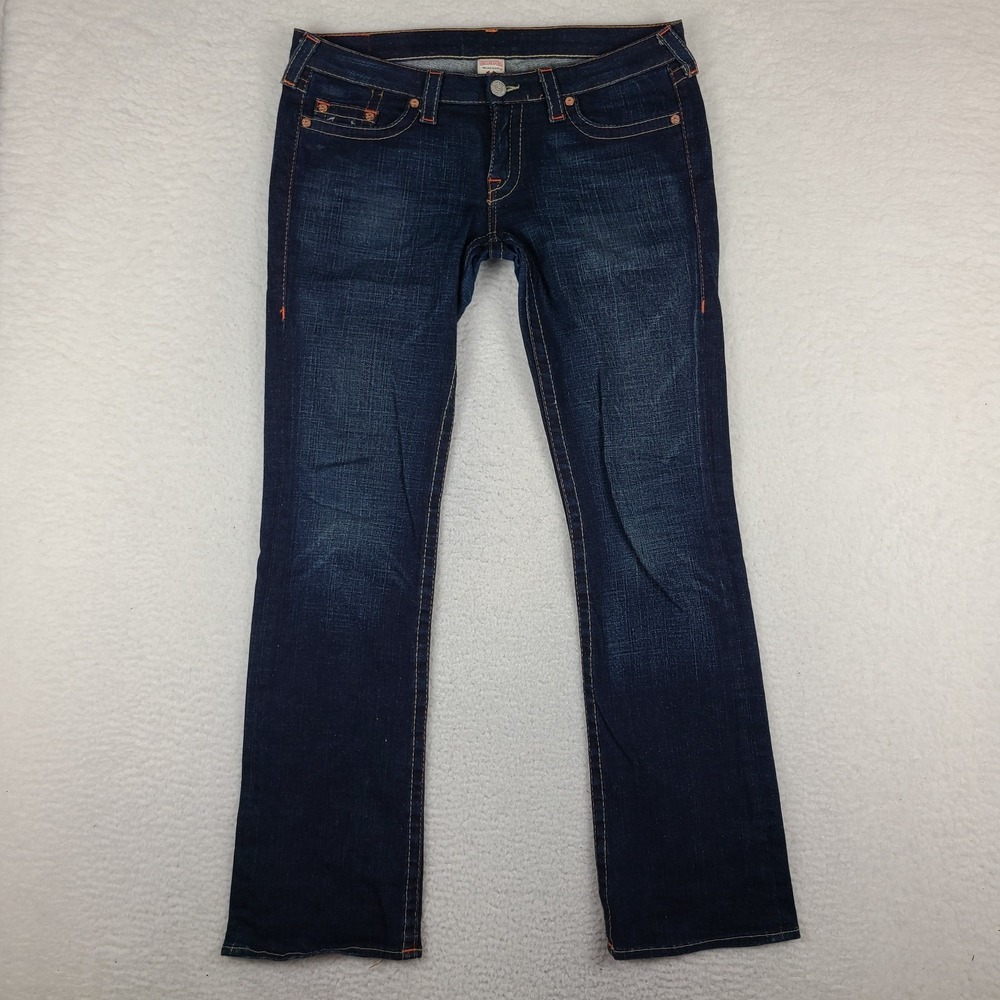 True Religion Jeans Womens 32x34 Blue Johnny Boot Cut Dark Wash Denim